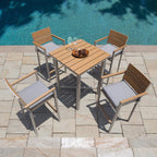 Ensemble de bar d'extérieur Corvus Jasmine 5 pièces avec coussins Sunbrella