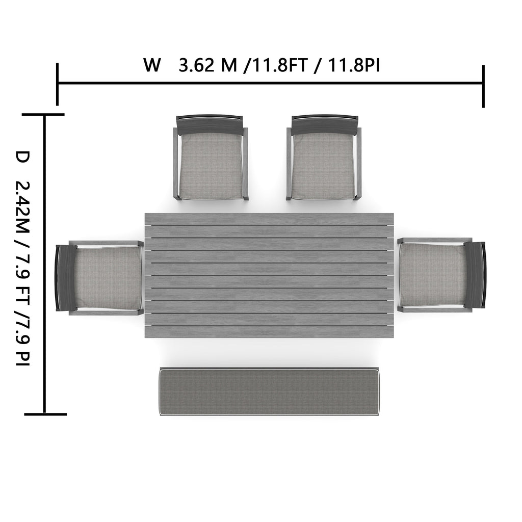 Ensemble de salle à manger d'extérieur Corvus Orville 6 pièces en aluminium avec plateau en WPC