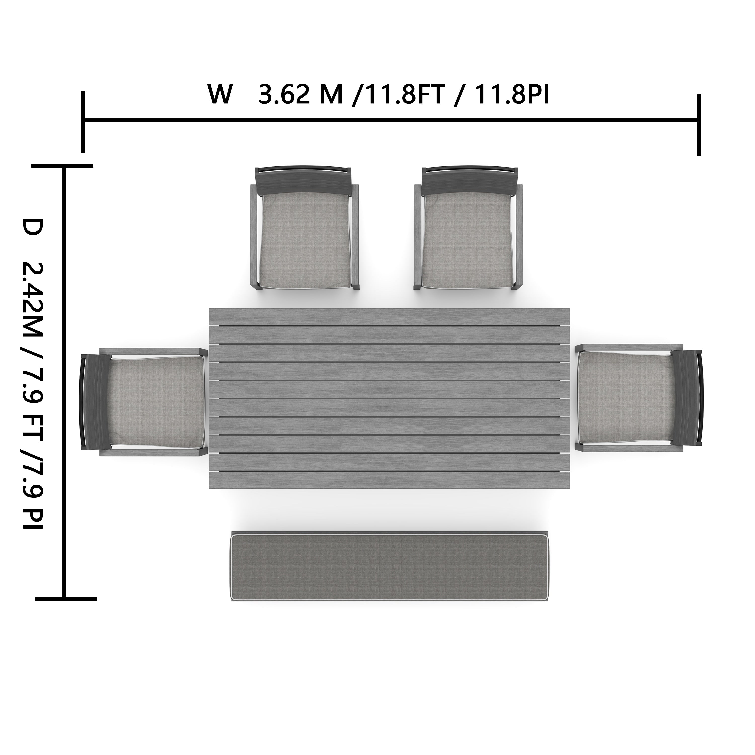 Ensemble de salle à manger d'extérieur Corvus Orville 6 pièces en aluminium avec plateau en WPC