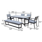 Ensemble de salle à manger d'extérieur Corvus Orville 6 pièces en aluminium avec plateau en WPC