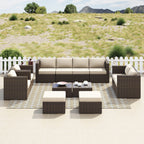 Ensemble de 12 meubles de patio sectionnels en osier brun Corvus Trey