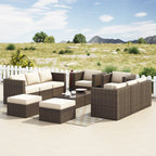 Ensemble de 12 meubles de patio sectionnels en osier brun Corvus Trey