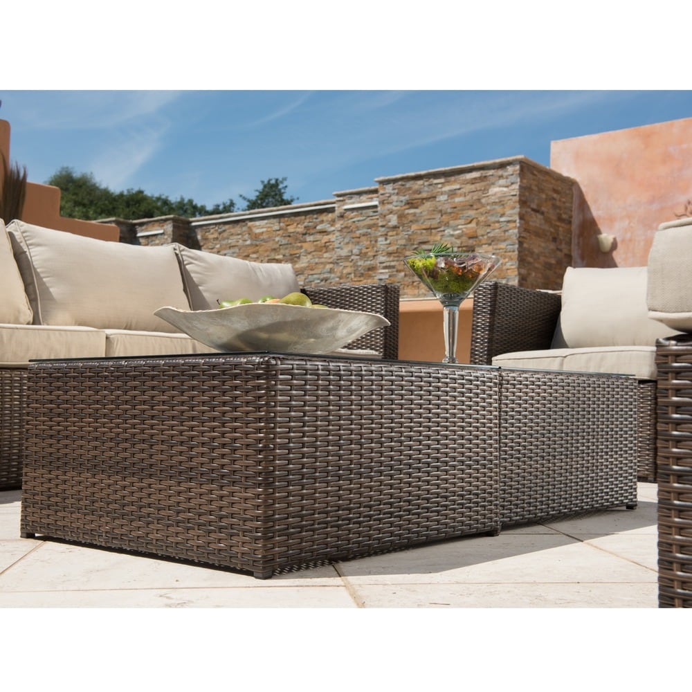 Ensemble de 12 meubles de patio sectionnels en osier brun Corvus Trey