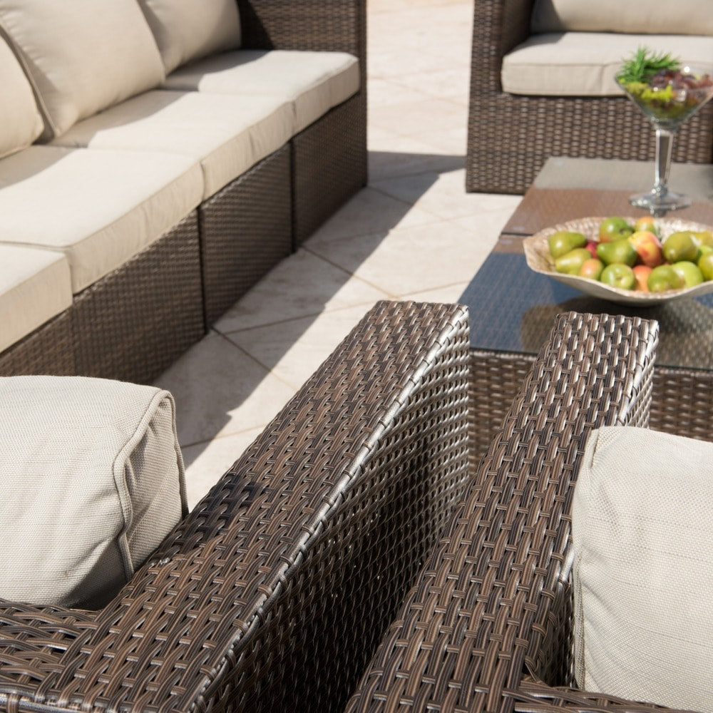 Ensemble de 12 meubles de patio sectionnels en osier brun Corvus Trey