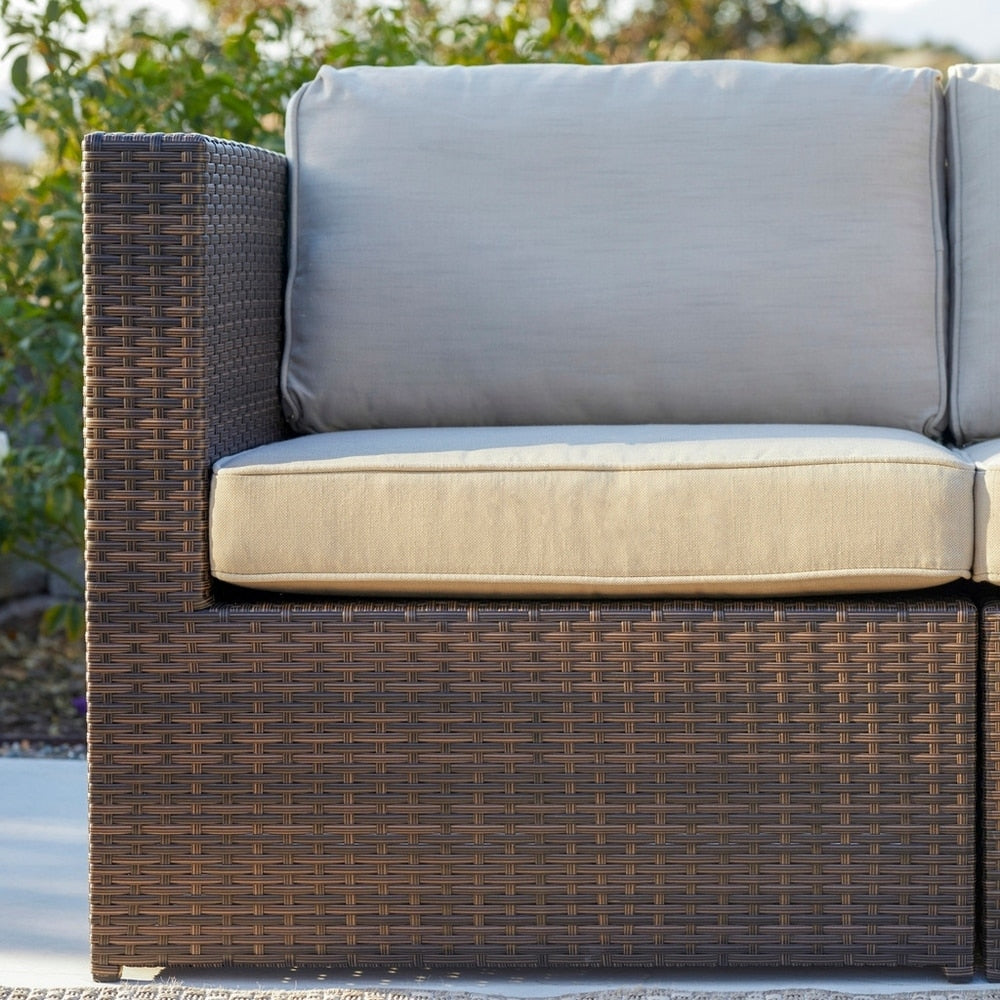 Ensemble de 12 meubles de patio sectionnels en osier brun Corvus Trey