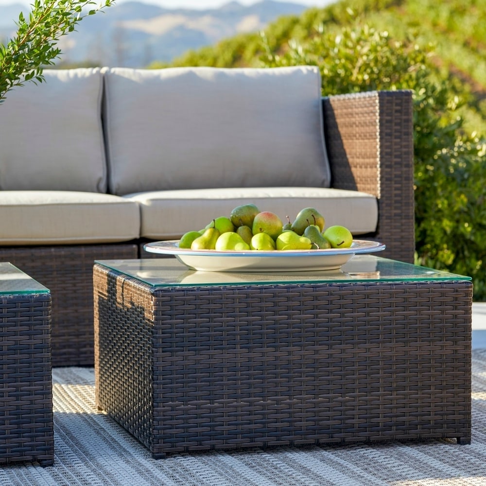 Ensemble de 12 meubles de patio sectionnels en osier brun Corvus Trey