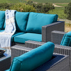 Ensemble de canapés de patio sectionnels en osier Corvus Trey 12 pièces