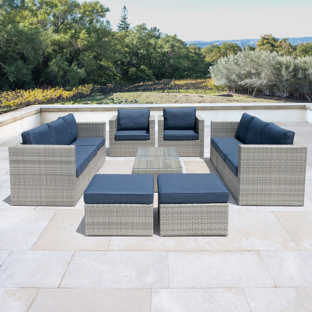 Ensemble de canapés de patio sectionnels en osier Corvus Trey 12 pièces
