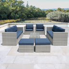 Ensemble de canapés de patio sectionnels en osier Corvus Trey 12 pièces