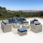 Ensemble de canapés de patio sectionnels en osier Corvus Trey 12 pièces