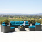 Ensemble de canapés de patio sectionnels en osier Corvus Trey 12 pièces