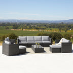 Ensemble de canapés de patio sectionnels en osier Corvus Trey 12 pièces
