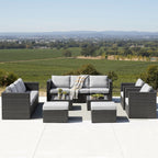 Ensemble de canapés de patio sectionnels en osier Corvus Trey 12 pièces