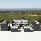 Ensemble de canapés de patio sectionnels en osier Corvus Trey 12 pièces