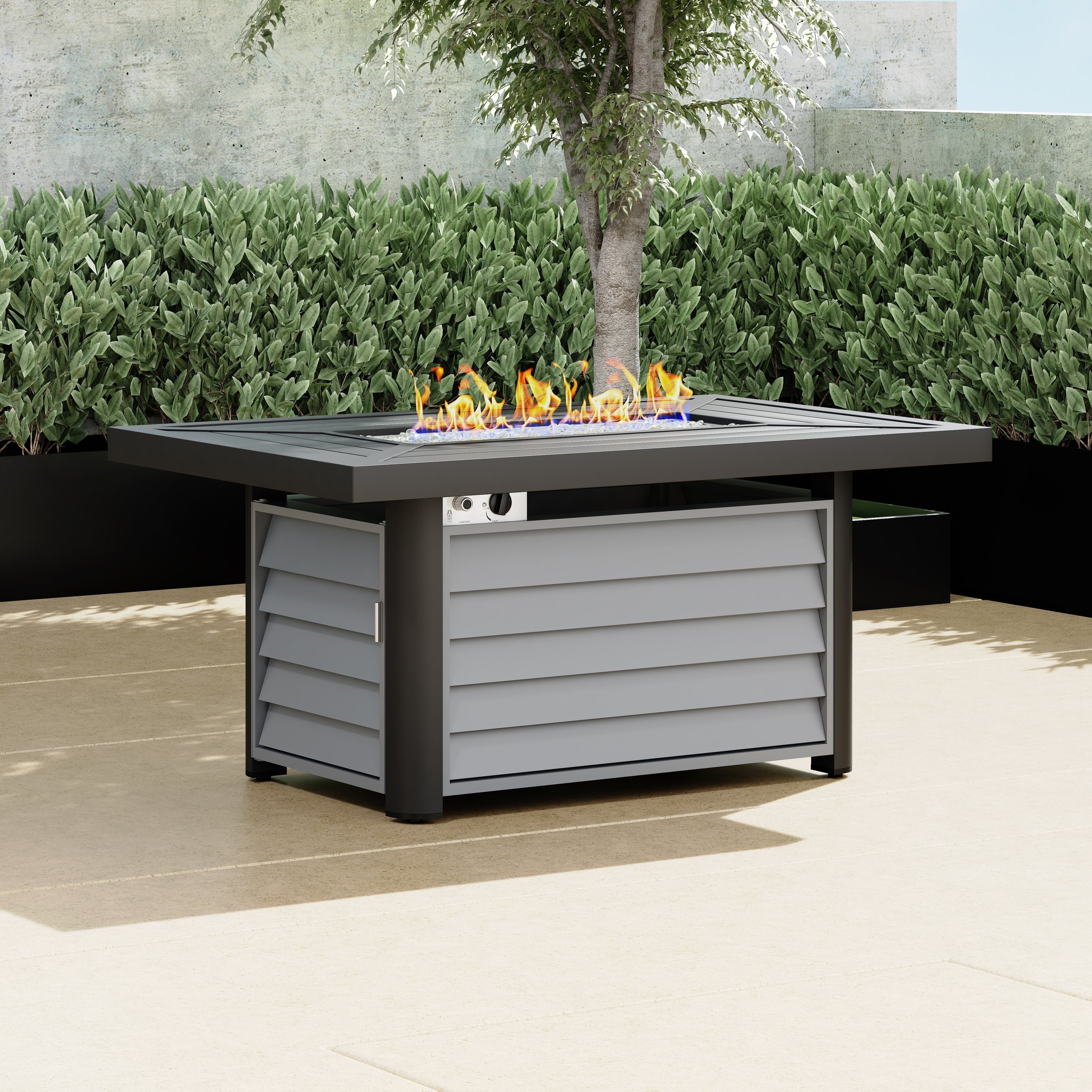 Ensemble de meubles de patio sectionnels en osier tressé Corvus Trey 13 pièces avec table à feu