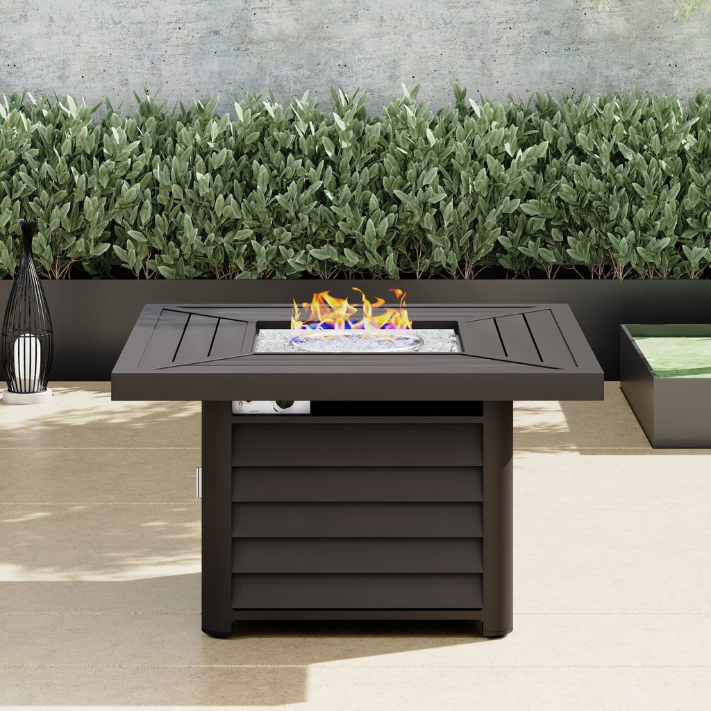 Ensemble de meubles de patio sectionnels en osier tressé Corvus Trey 13 pièces avec table à feu
