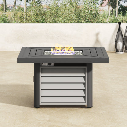 Ensemble de salon pivotant d'extérieur Corvus Vasconia 5 pièces en résine tressée avec table à feu