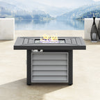 Ensemble de salon pivotant d'extérieur Corvus Vasconia 5 pièces en résine tressée avec table à feu