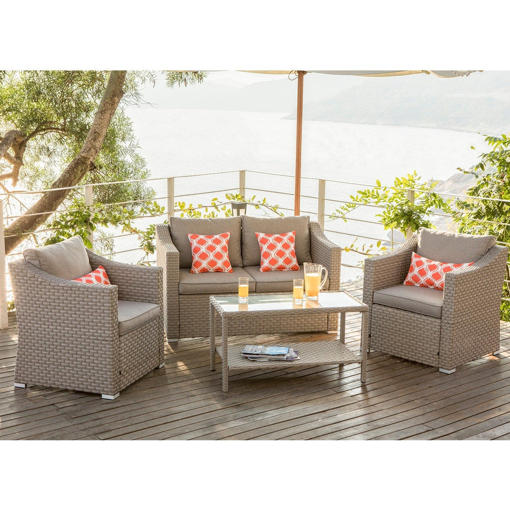 Ensemble de canapé sectionnel rembourré 4 pièces le plus confortable pour patio