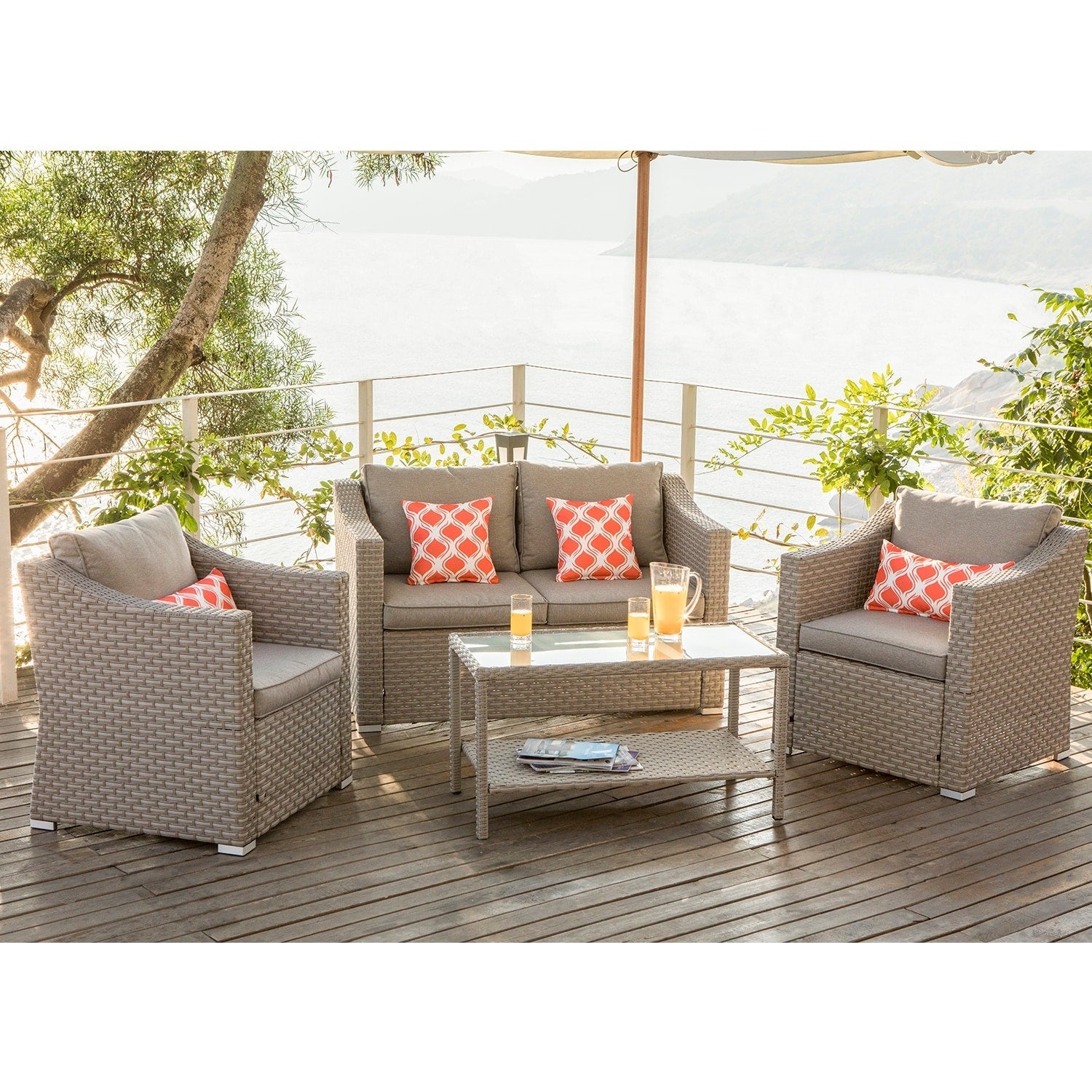 Ensemble de canapé sectionnel rembourré 4 pièces le plus confortable pour patio