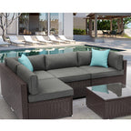 Ensemble de meubles de jardin en osier 5 pièces le plus confortable avec table basse