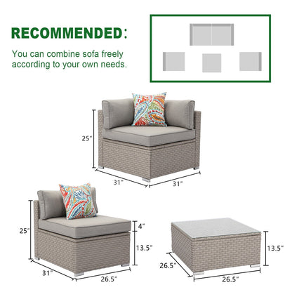 Ensemble de meubles de jardin en osier 5 pièces le plus confortable avec table basse