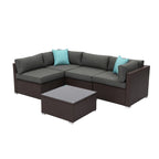 Ensemble de meubles de jardin en osier 5 pièces le plus confortable avec table basse