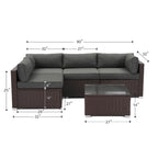 Ensemble de meubles de jardin en osier 5 pièces le plus confortable avec table basse