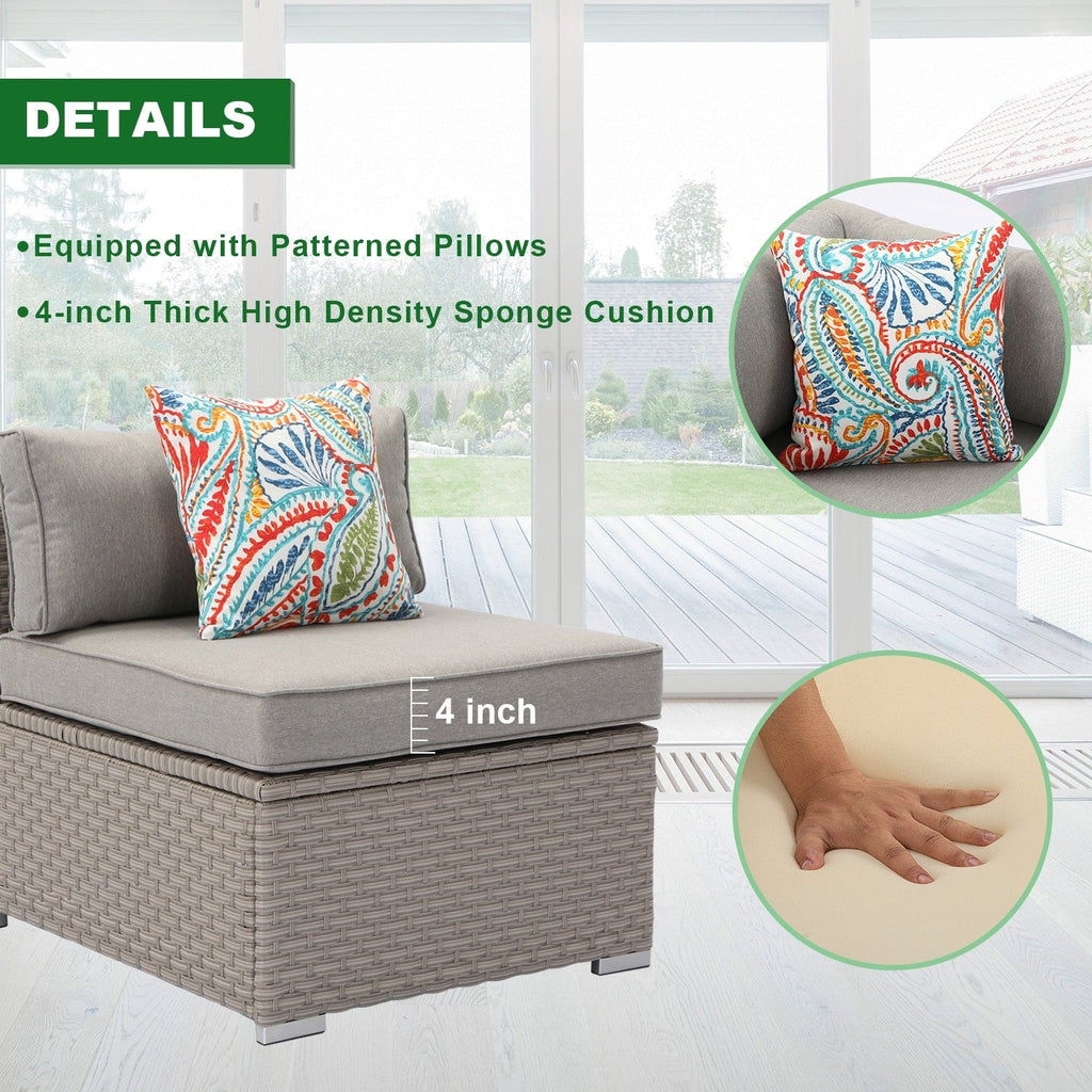 Ensemble de meubles de jardin en osier 5 pièces le plus confortable avec table basse