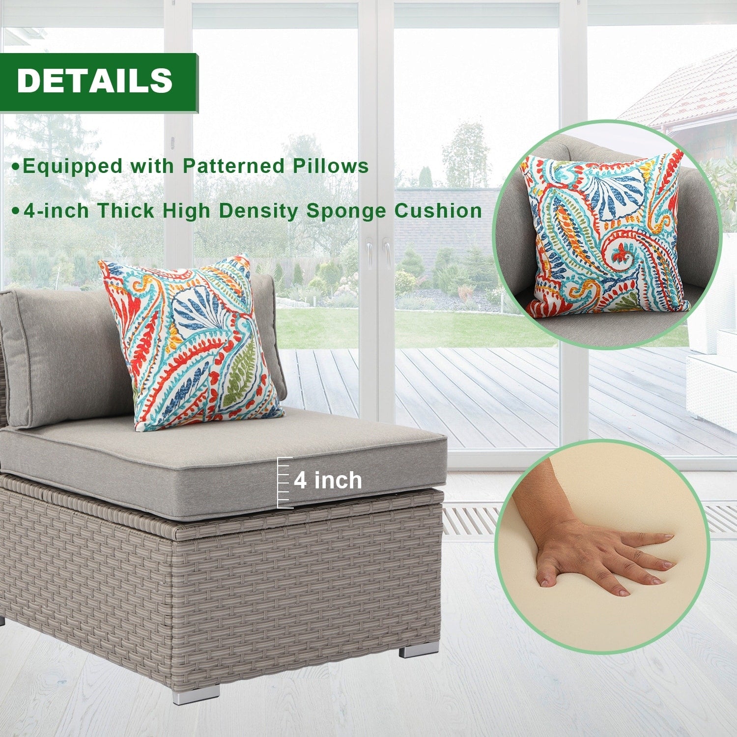 Ensemble de meubles de jardin en osier 5 pièces le plus confortable avec table basse