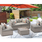Ensemble de meubles de jardin en osier 5 pièces le plus confortable avec table basse