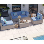 Ensemble de meubles de jardin en osier 5 pièces le plus confortable avec table basse