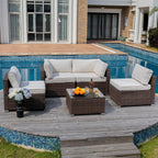 Ensemble de meubles de jardin en osier 5 pièces le plus confortable avec table basse