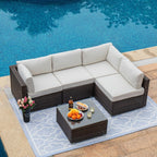 Ensemble de meubles de jardin en osier 5 pièces le plus confortable avec table basse
