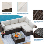 Ensemble de meubles de jardin en osier 5 pièces le plus confortable avec table basse