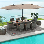 Ensemble de salle à manger de patio Costway 11 pièces avec parasol double face de 15 pieds - Voir les détails