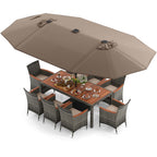 Ensemble de salle à manger de patio Costway 11 pièces avec parasol double face de 15 pieds - Voir les détails