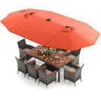 Ensemble de salle à manger de patio Costway 11 pièces avec parasol double face de 15 pieds - Voir les détails