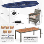 Ensemble de salle à manger de patio Costway 11 pièces avec parasol double face de 15 pieds - Voir les détails