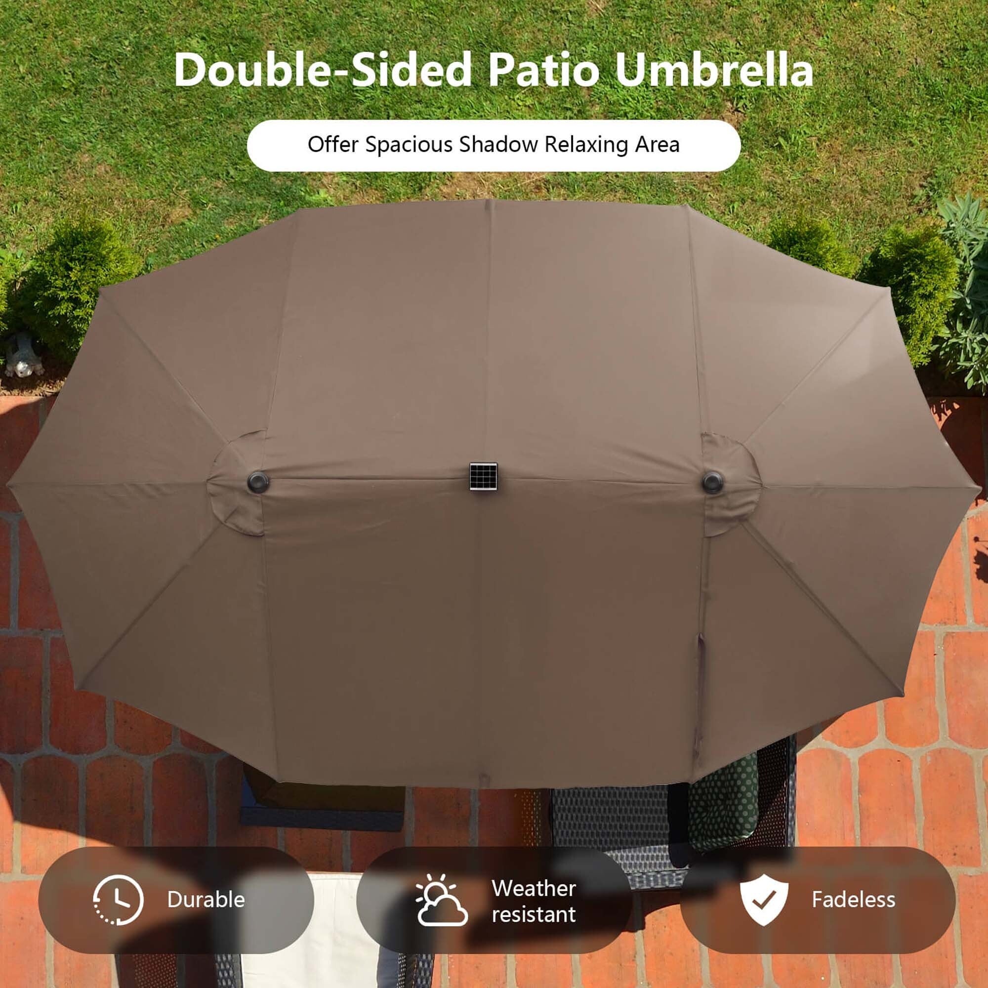 Ensemble de salle à manger de patio Costway 11 pièces avec parasol double face de 15 pieds - Voir les détails