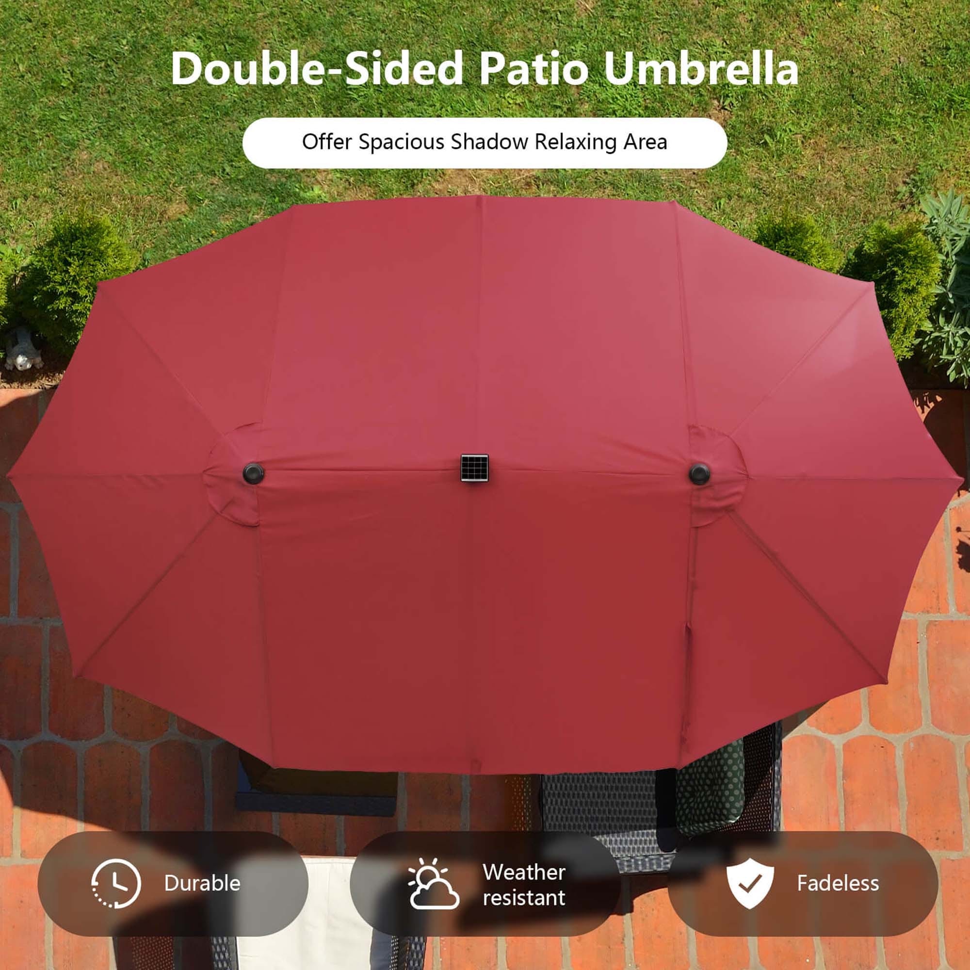 Ensemble de salle à manger de patio Costway 11 pièces avec parasol double face de 15 pieds - Voir les détails