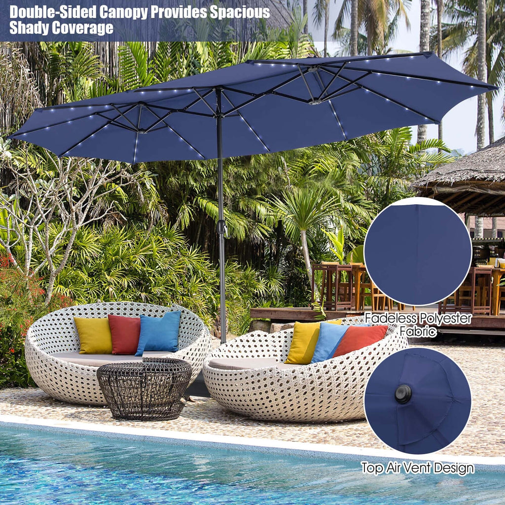 Ensemble de salle à manger de patio Costway 11 pièces avec parasol double face de 15 pieds - Voir les détails