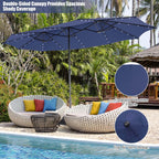 Ensemble de salle à manger de patio Costway 11 pièces avec parasol double face de 15 pieds - Voir les détails