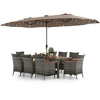 Ensemble de salle à manger de patio Costway 11 pièces avec parasol double face de 15 pieds - Voir les détails