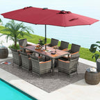 Ensemble de salle à manger de patio Costway 11 pièces avec parasol double face de 15 pieds - Voir les détails