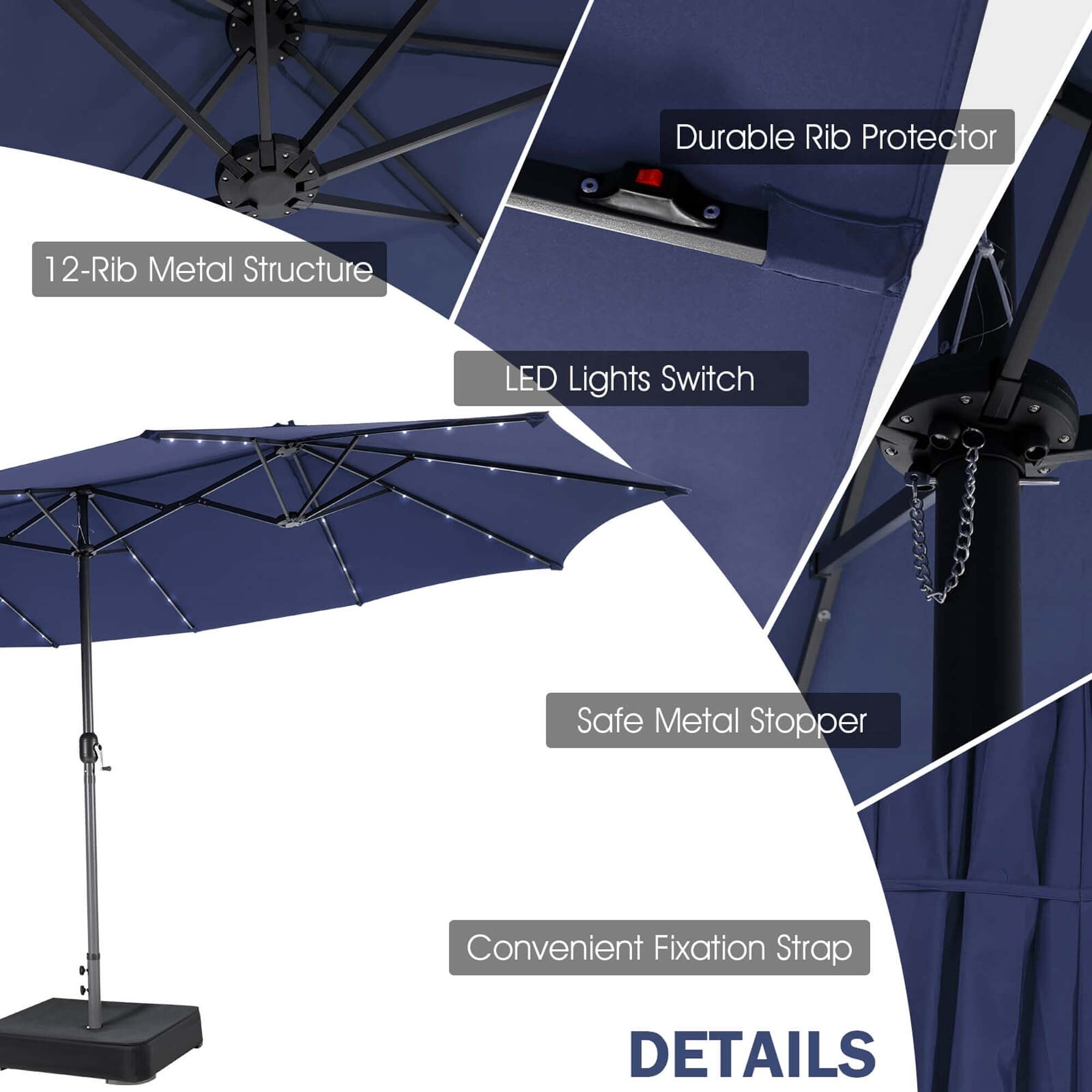 Ensemble de salle à manger de patio Costway 11 pièces avec parasol double face de 15 pieds - Voir les détails
