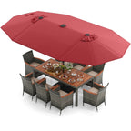 Ensemble de salle à manger de patio Costway 11 pièces avec parasol double face de 15 pieds - Voir les détails