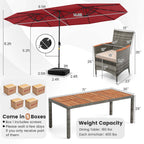 Ensemble de salle à manger de patio Costway 11 pièces avec parasol double face de 15 pieds - Voir les détails
