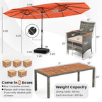 Ensemble de salle à manger de patio Costway 11 pièces avec parasol double face de 15 pieds - Voir les détails