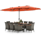 Ensemble de salle à manger de patio Costway 11 pièces avec parasol double face de 15 pieds - Voir les détails
